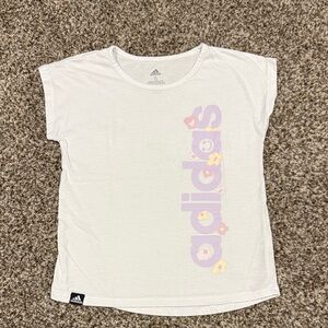 Adidas Kids White Tee with Pastel Logo